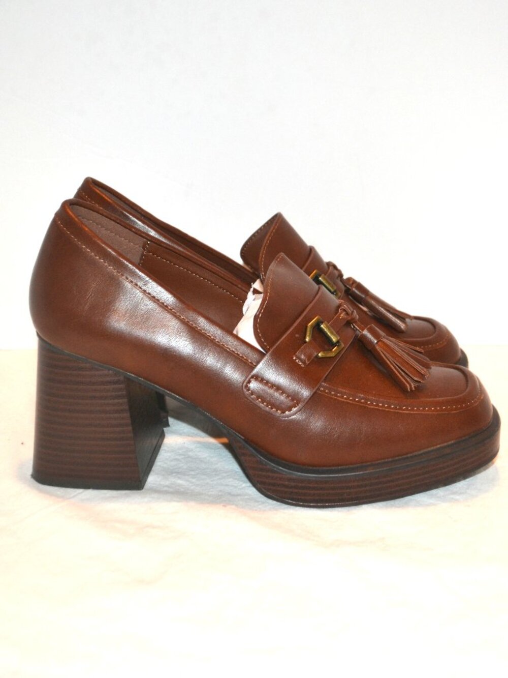 Ladies Loafers Hazen Brown Size 9 NWOT Chunky Platform - Picture 1 of 7
